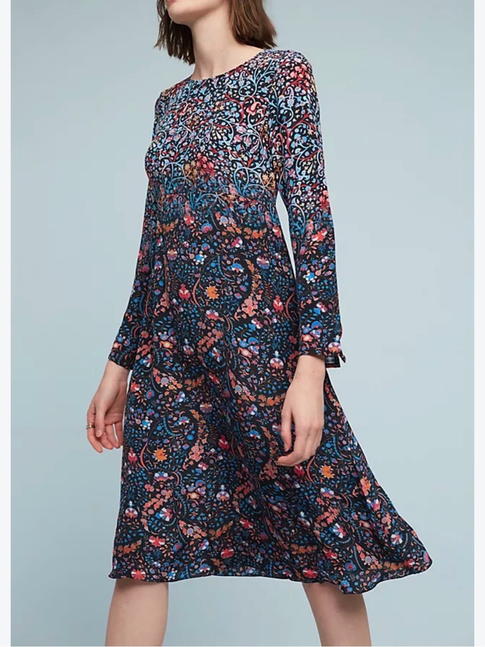 NWOT Tanvi Kedia Summerset Silk Peasant Multicolored Blue 4